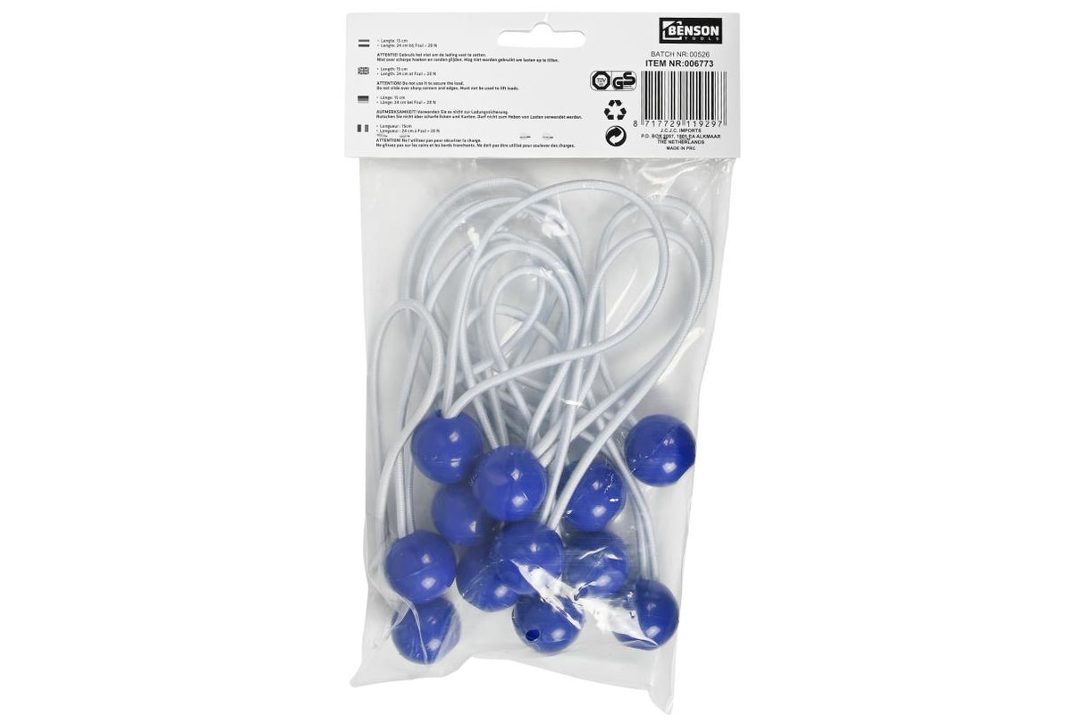 Élastique avec bille 12 pcs +/- 15 cm