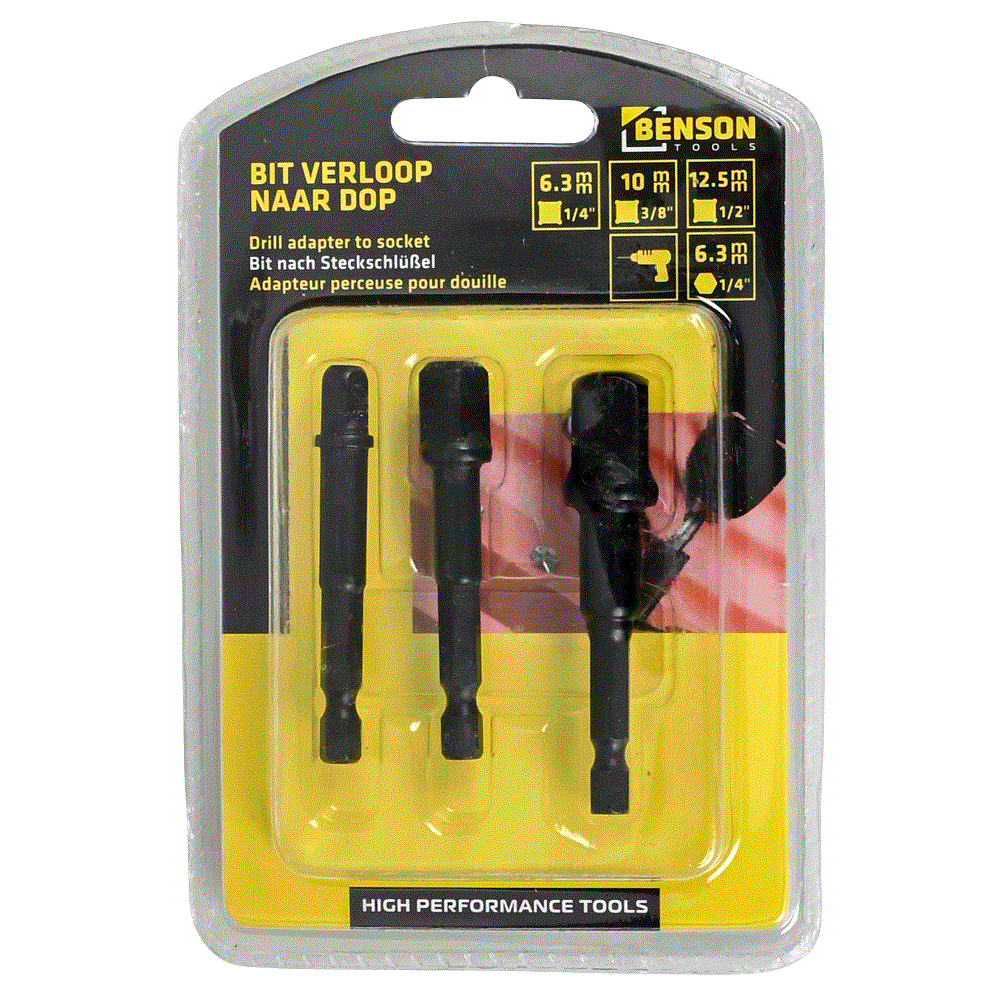 Bit verloop naar dop 1/4-3/8-1/2" x 70 mm