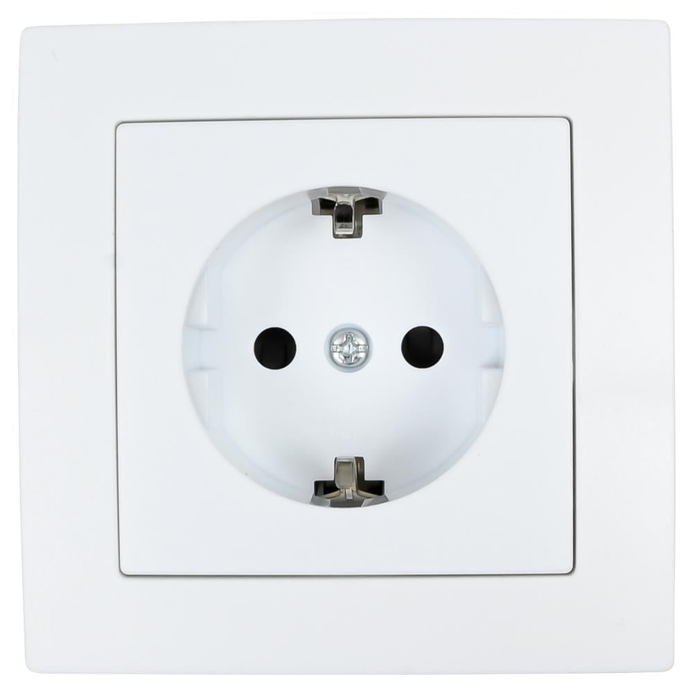 Socket earth flush white