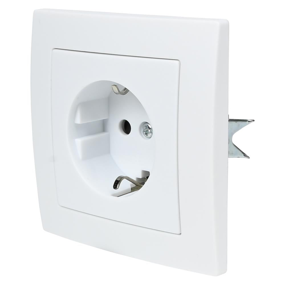 Socket earth flush white