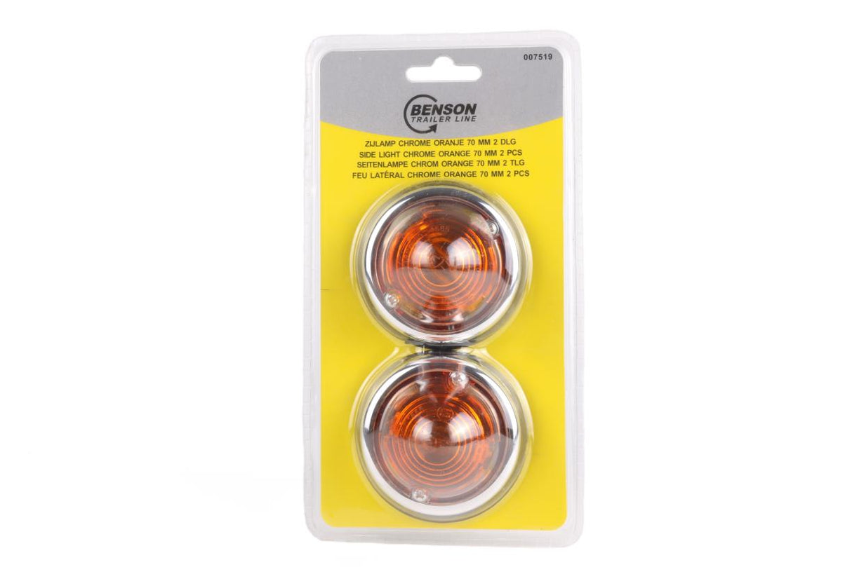 Side lamp chrome orange 70 mm 2 pcs E9