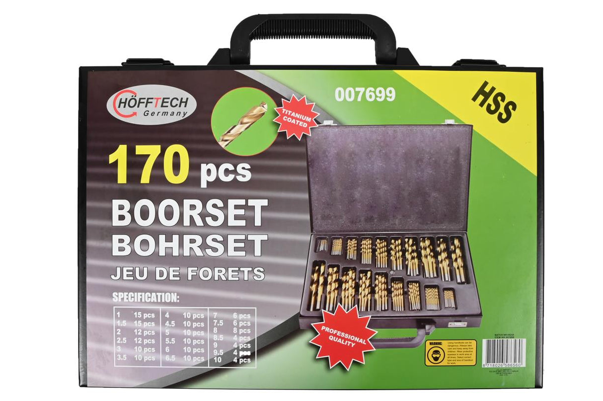 Jeu de forets 170 pcs HSS titane coated