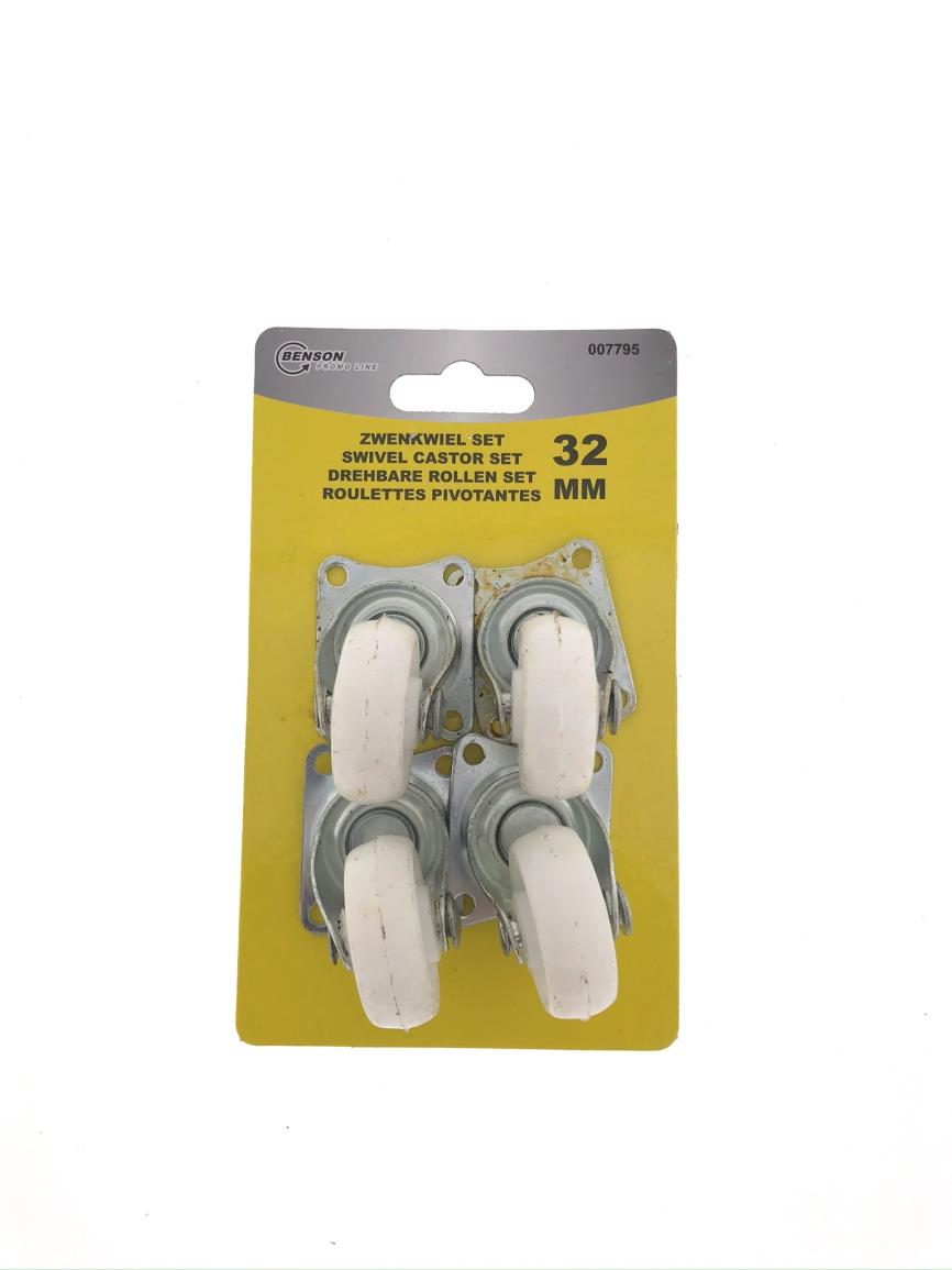 Roulettes pivotantes 32 mm blanc 4 pcs