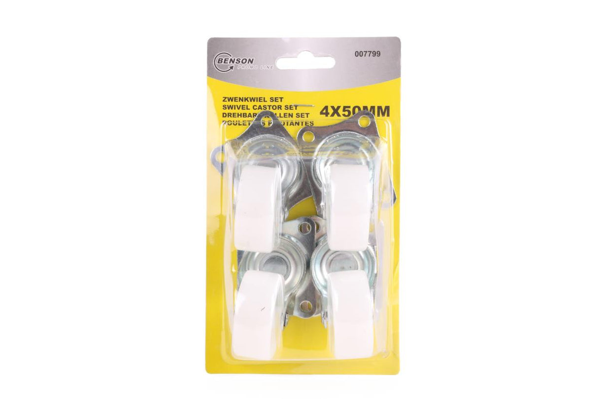 Swivel castor set 50 mm white 4 pcs