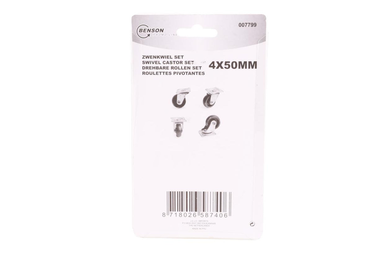 Swivel castor set 50 mm white 4 pcs