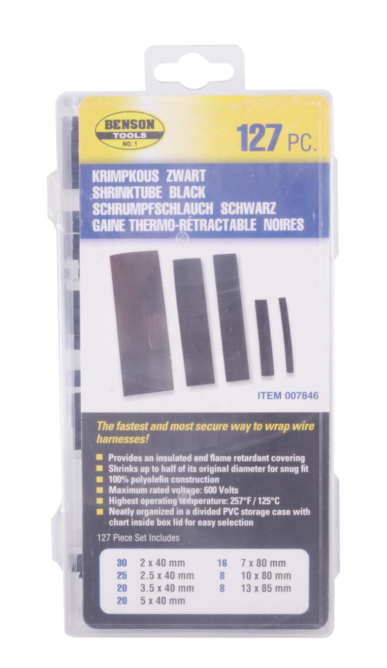 Gaine thermo-rétractable 127 pcs noires