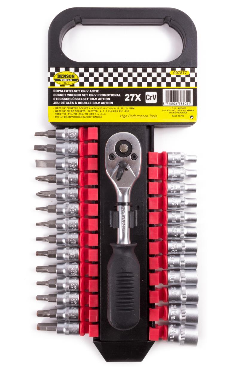 Dopsleutelset 27 dlg Cr-V actie