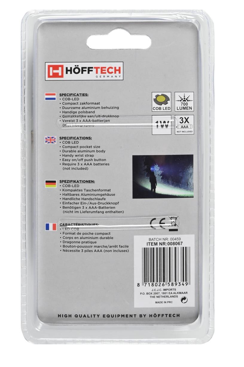 Lampe de poche 1W COB noir