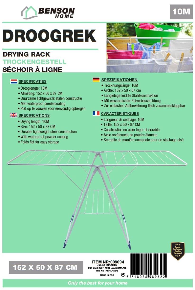 Drying rack white foldable 152 x 50 x 87 cm
