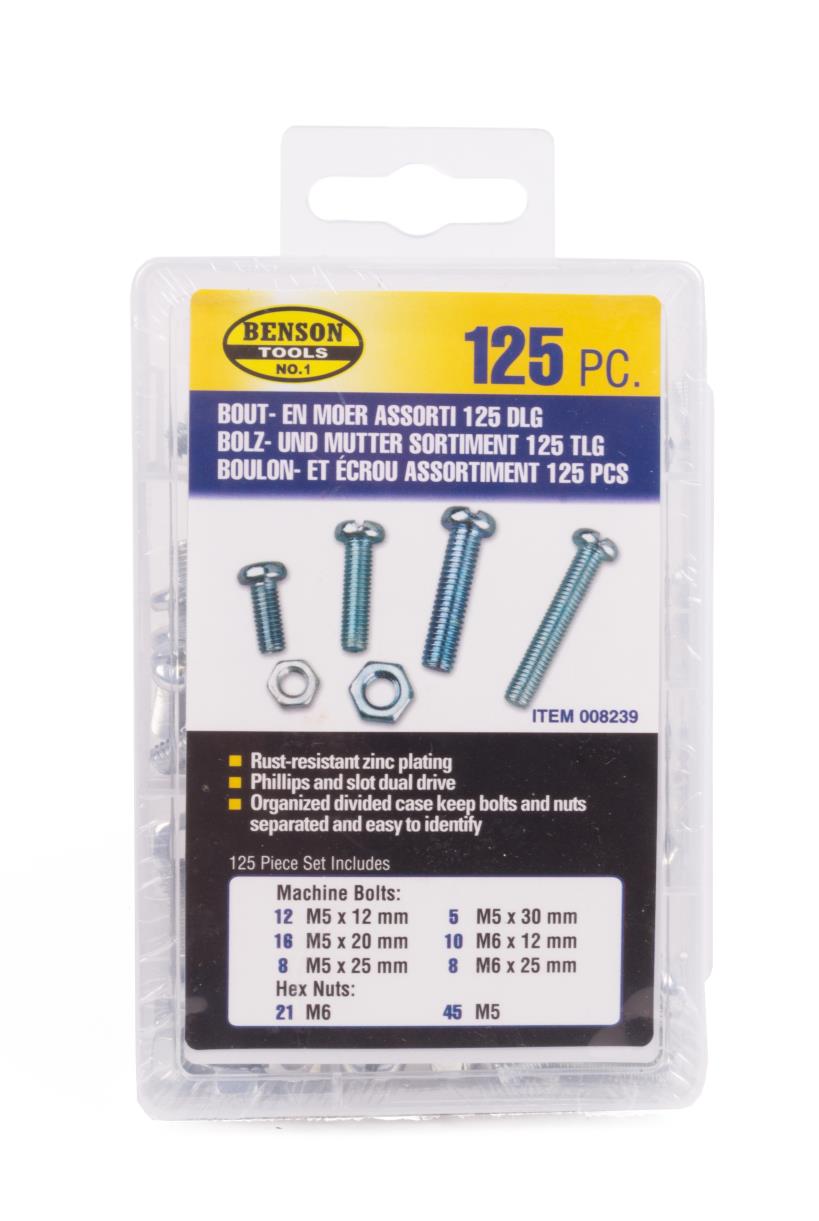 Bolt- and nut selection 125 pcs
