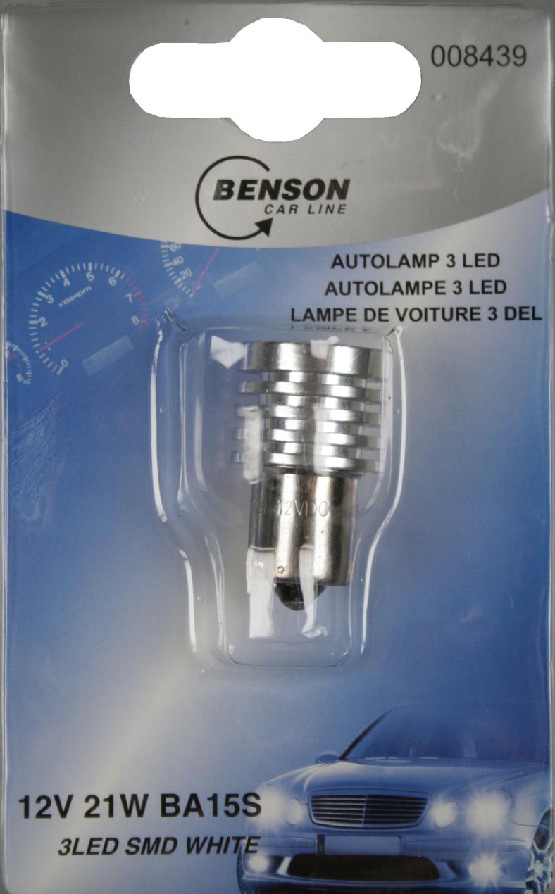 Autolampe LED 12V 21W 3 LED SMD weiss ba15s E4