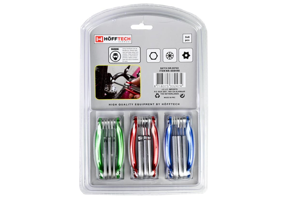 Jeu de clés six pans et torx 3 x 8 pcs