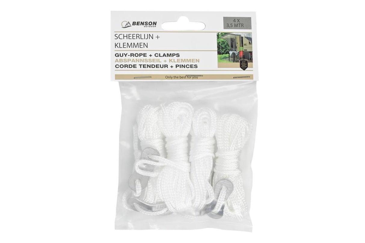 Touw scheerlijn 4 mm x 3.5 mtr + klemmen