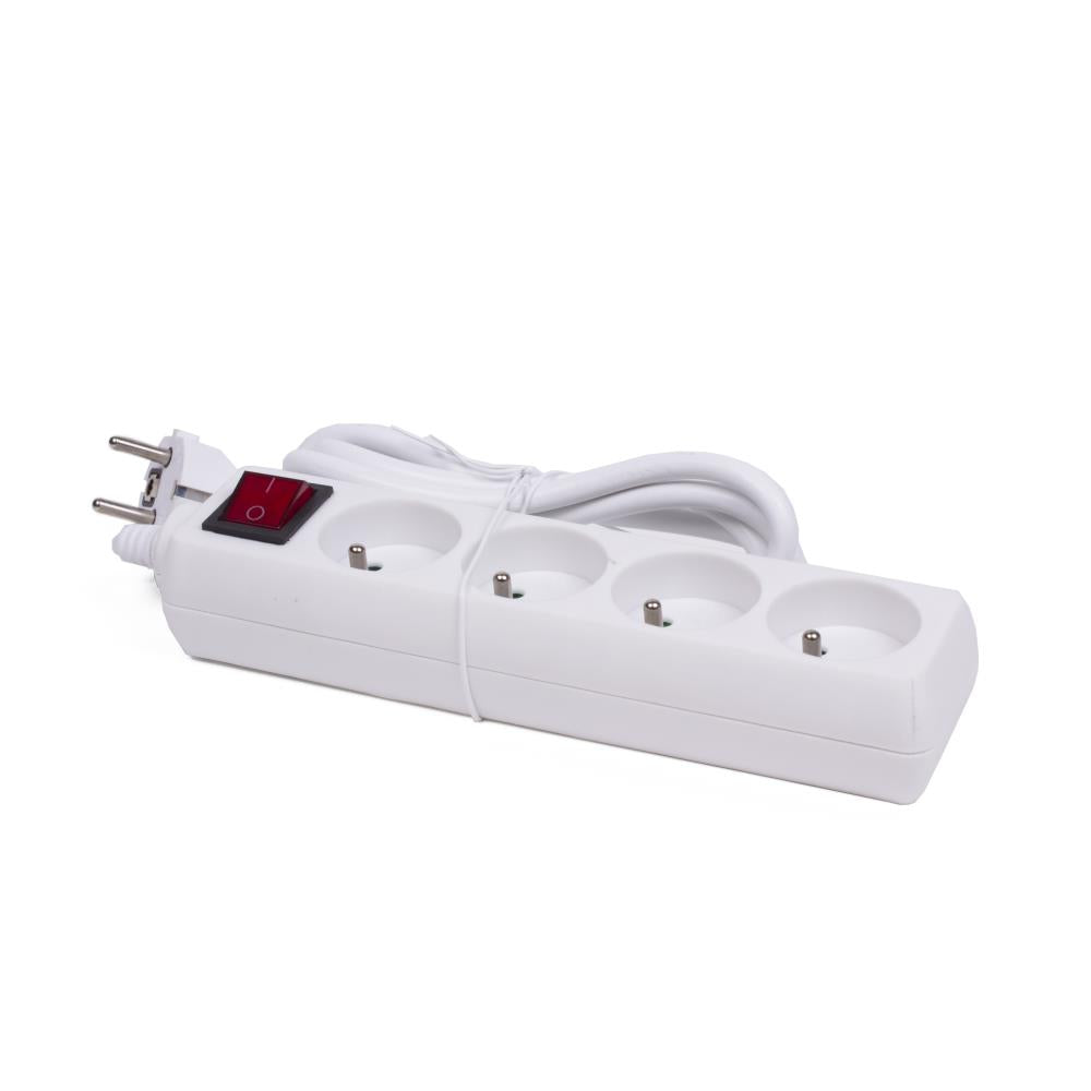 Power strip type E 4-way + switch 1.5 m white