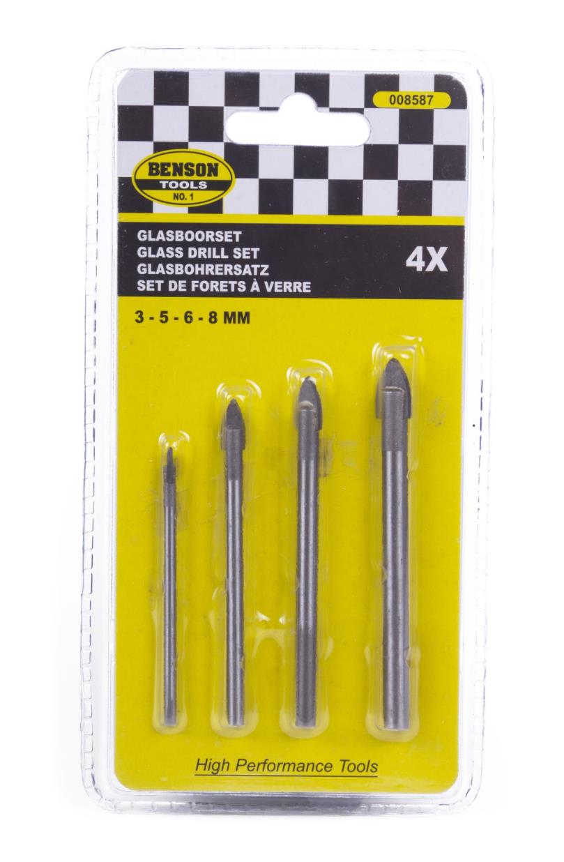 Bohrersatz 4-tlg Glas 3 - 5 -6 - 8 mm