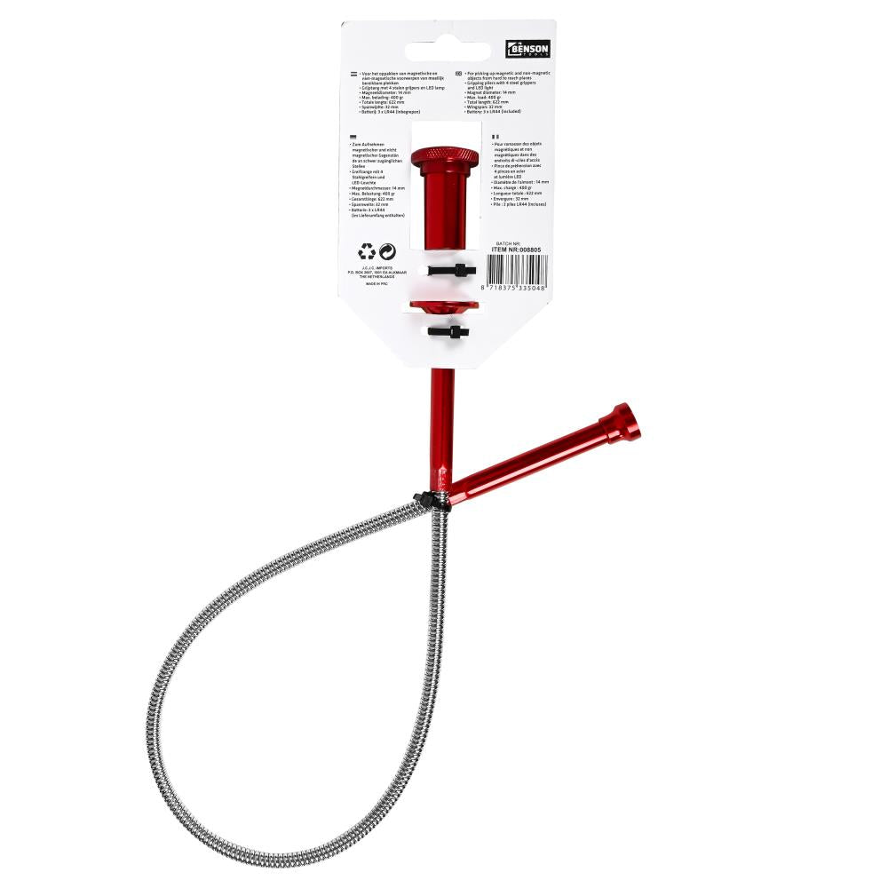 Outil préhension 3-en-1 alu + aimant + LED