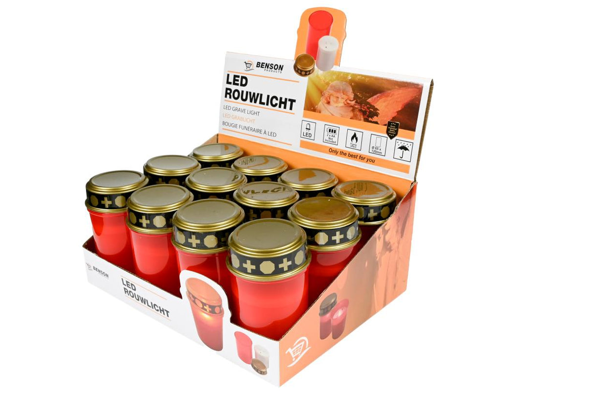 Rouwlicht op batterij rood display