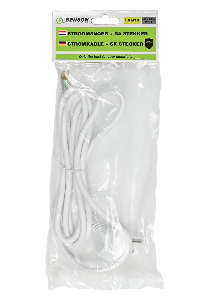 Connecting cable + earth connector 1.8 m white