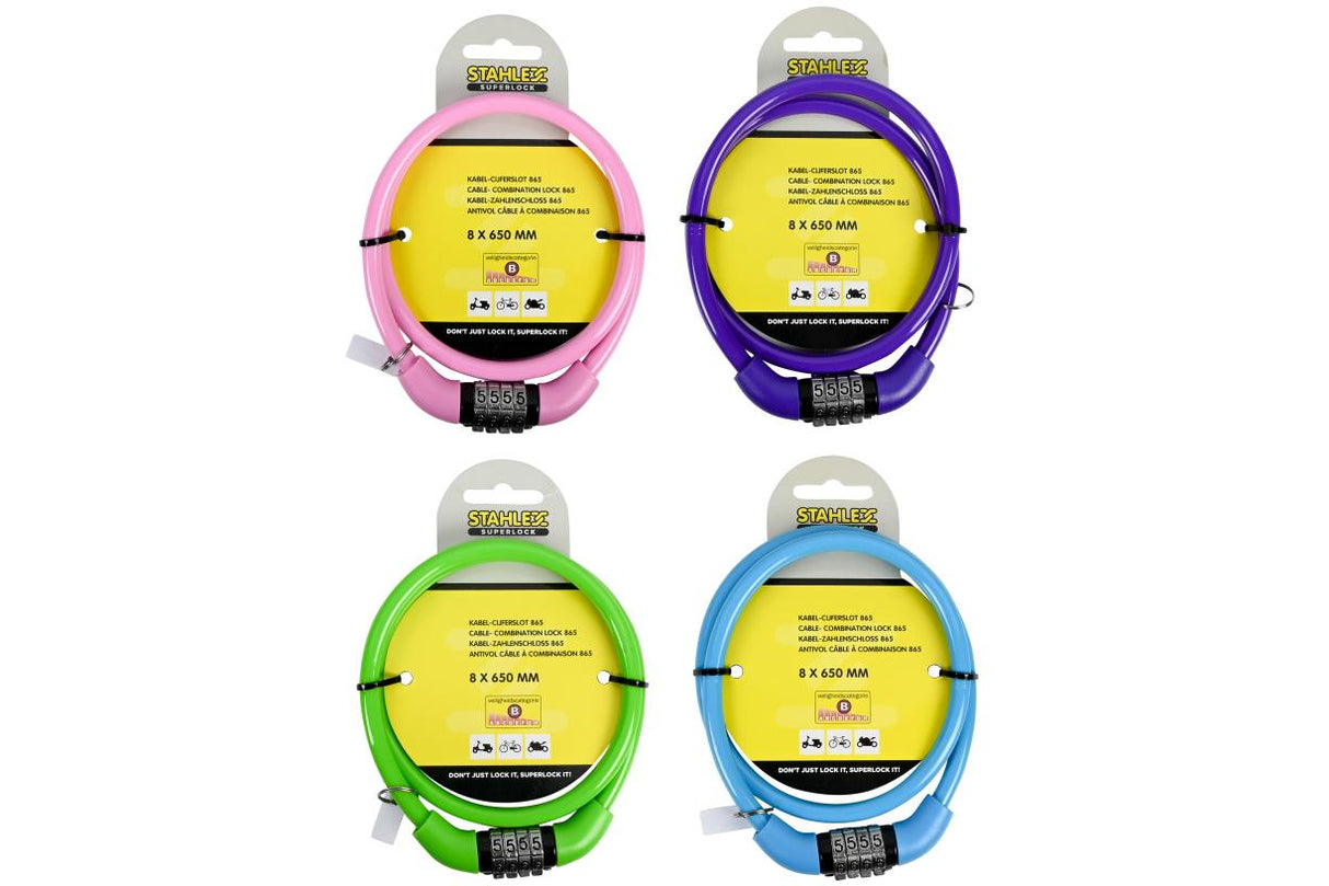 Antivol câble - cadenas à combinaison CodeKidz 8 x 650 mm mix