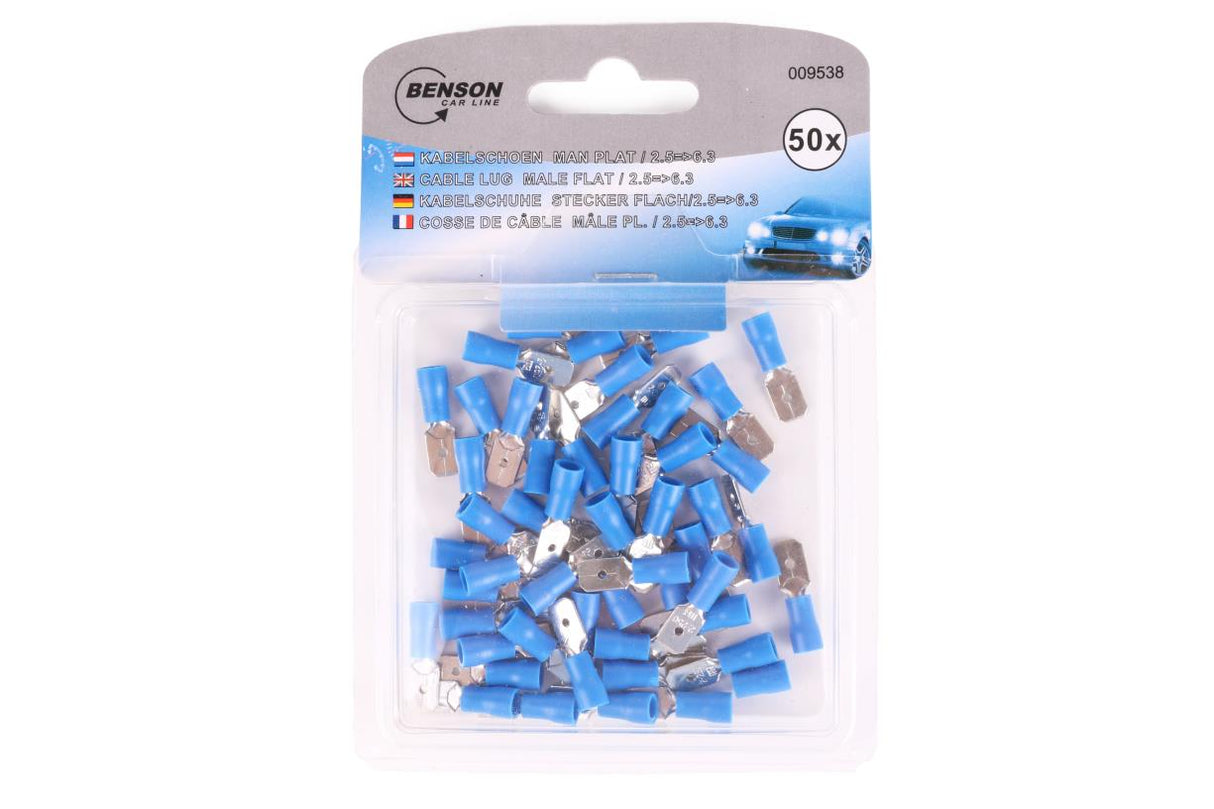 Kabelschoen 50 dlg man plat 2.5=>6.3 blauw