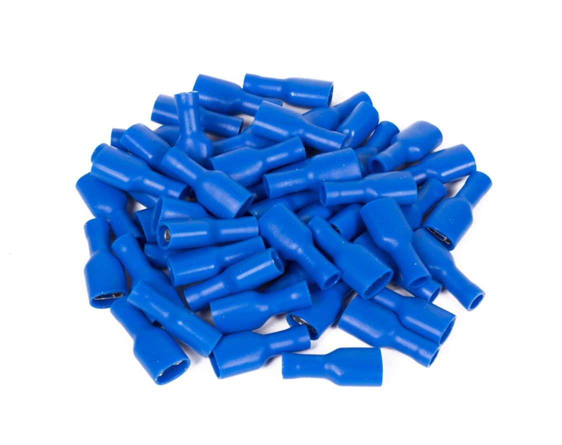 Kabelschoen 50 dlg vrouw plat iso 2.5=>6.3 blauw