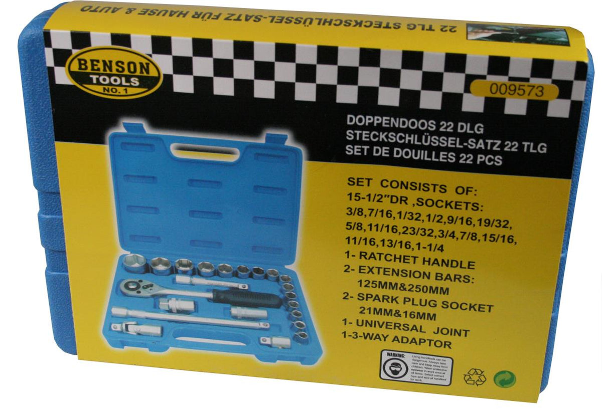 Jeu de douilles 22 pcs satiné / inch size