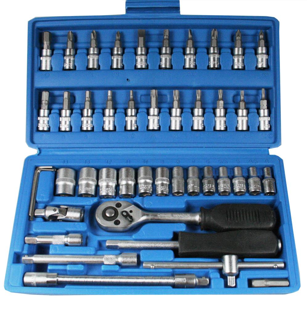 Socket set 46 pcs satin-finish