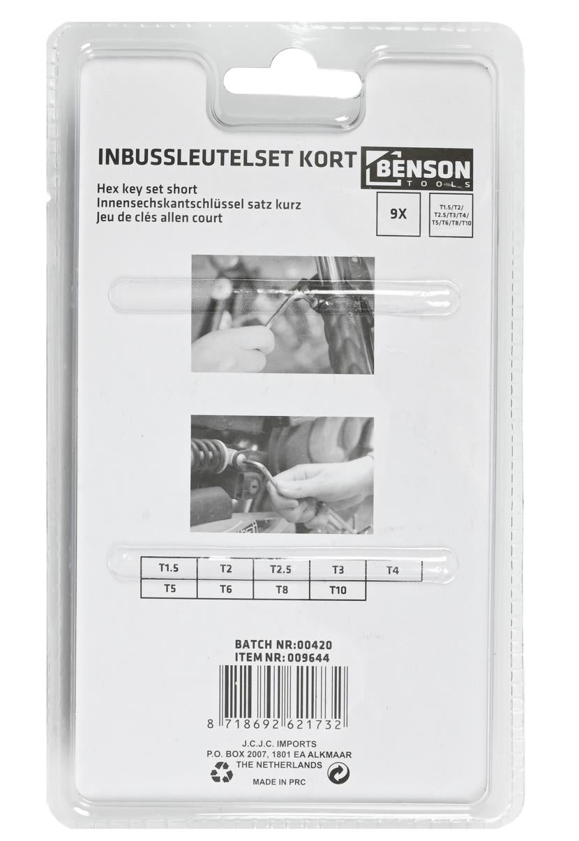 Innensechskantschlüsselsatz kurz 9-tlg Profi