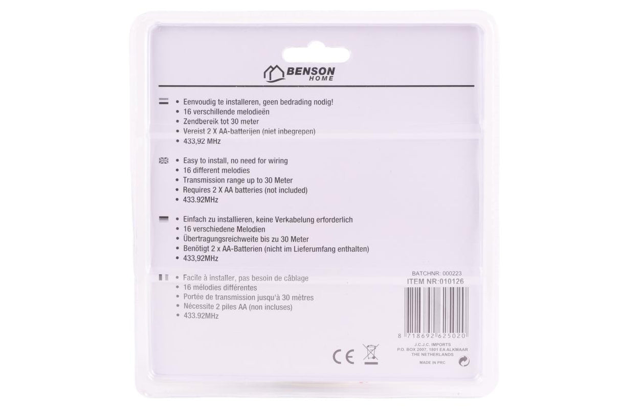 Doorbell wireless 16 tunes compact