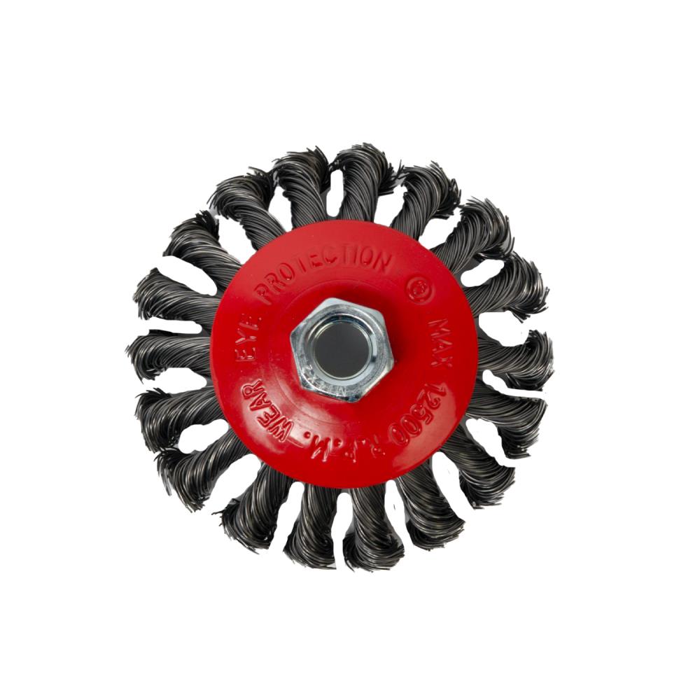 Steel brush wheel twisted for grinder conical 100 mm