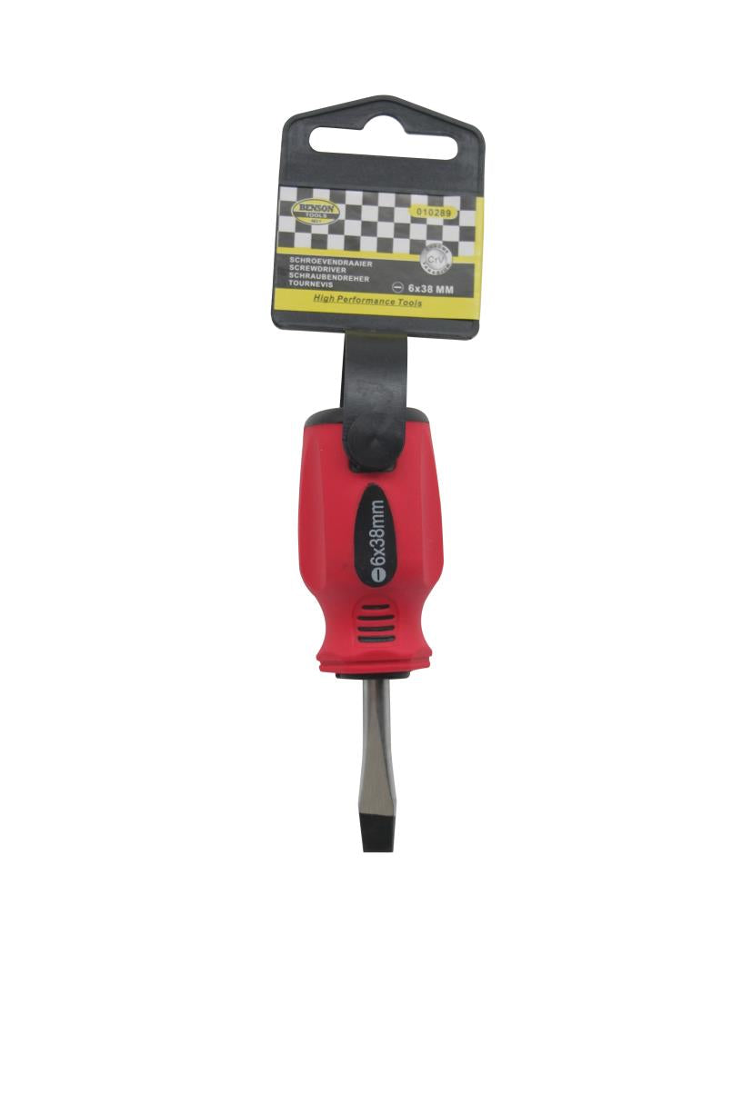 Schroevendraaier plat 6 x 38 rood/zwart Cr-V