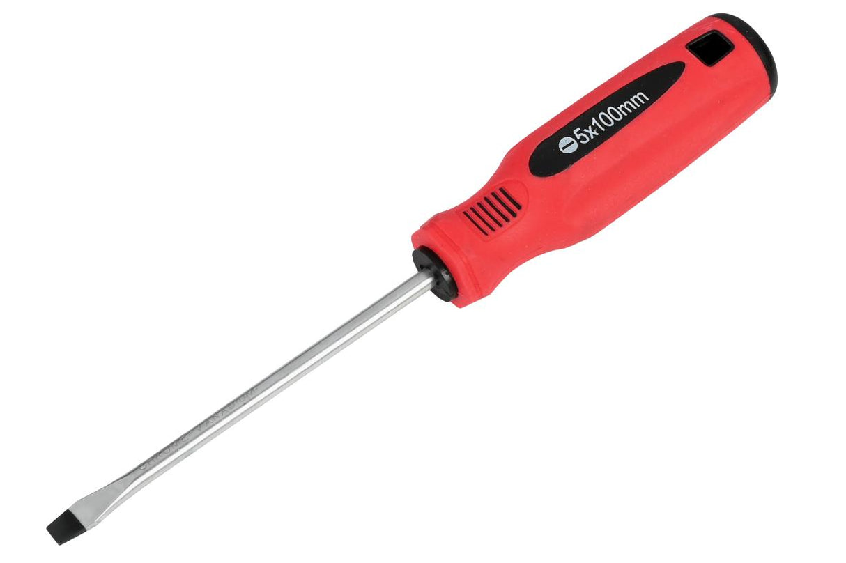 Schlitz-Schraubendreher 5 x 100 Rot/schwarz Cr-V