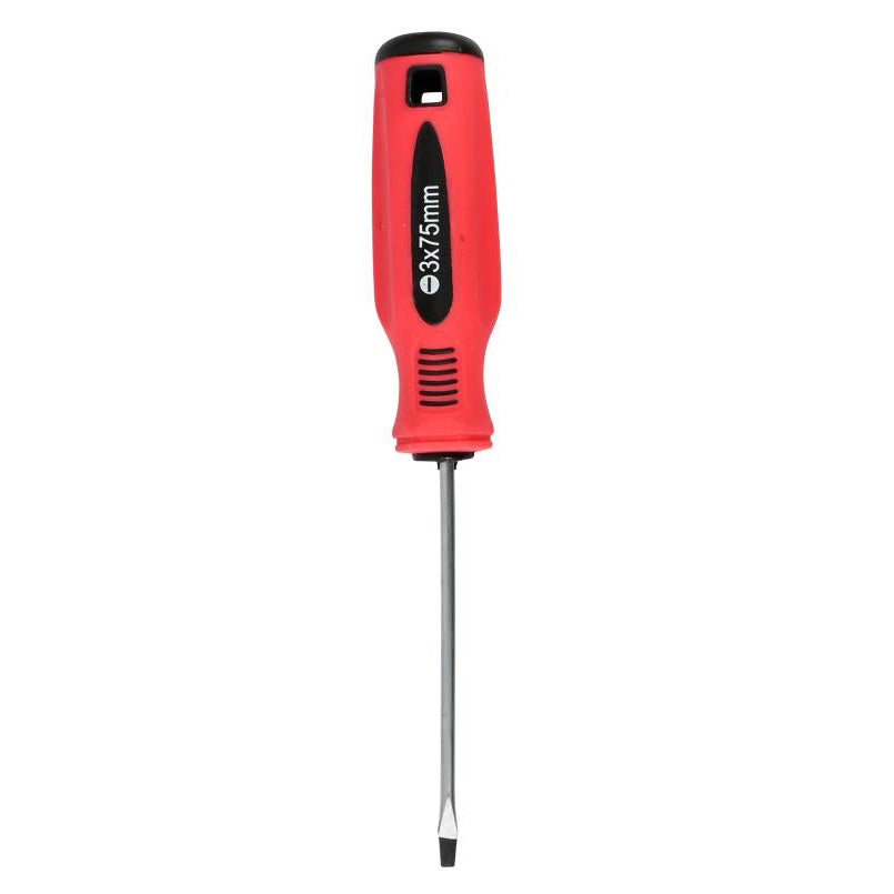 Schroevendraaier plat 3 x 75 rood/zwart Cr-V