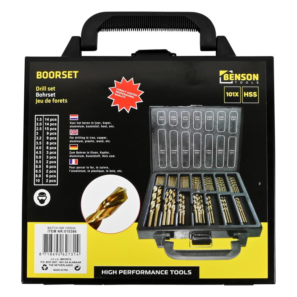 Jeu de forets 101 pcs HSS cobalt coated