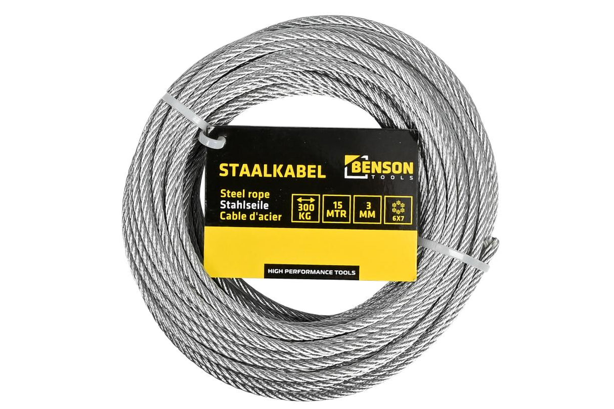 Staalkabel 3 mm x 15 mtr