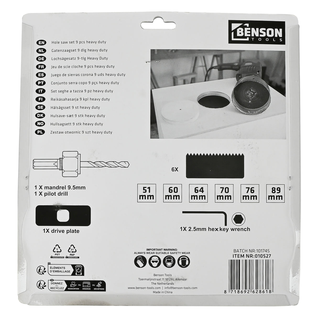 Gatenzaagset 9 dlg heavy duty