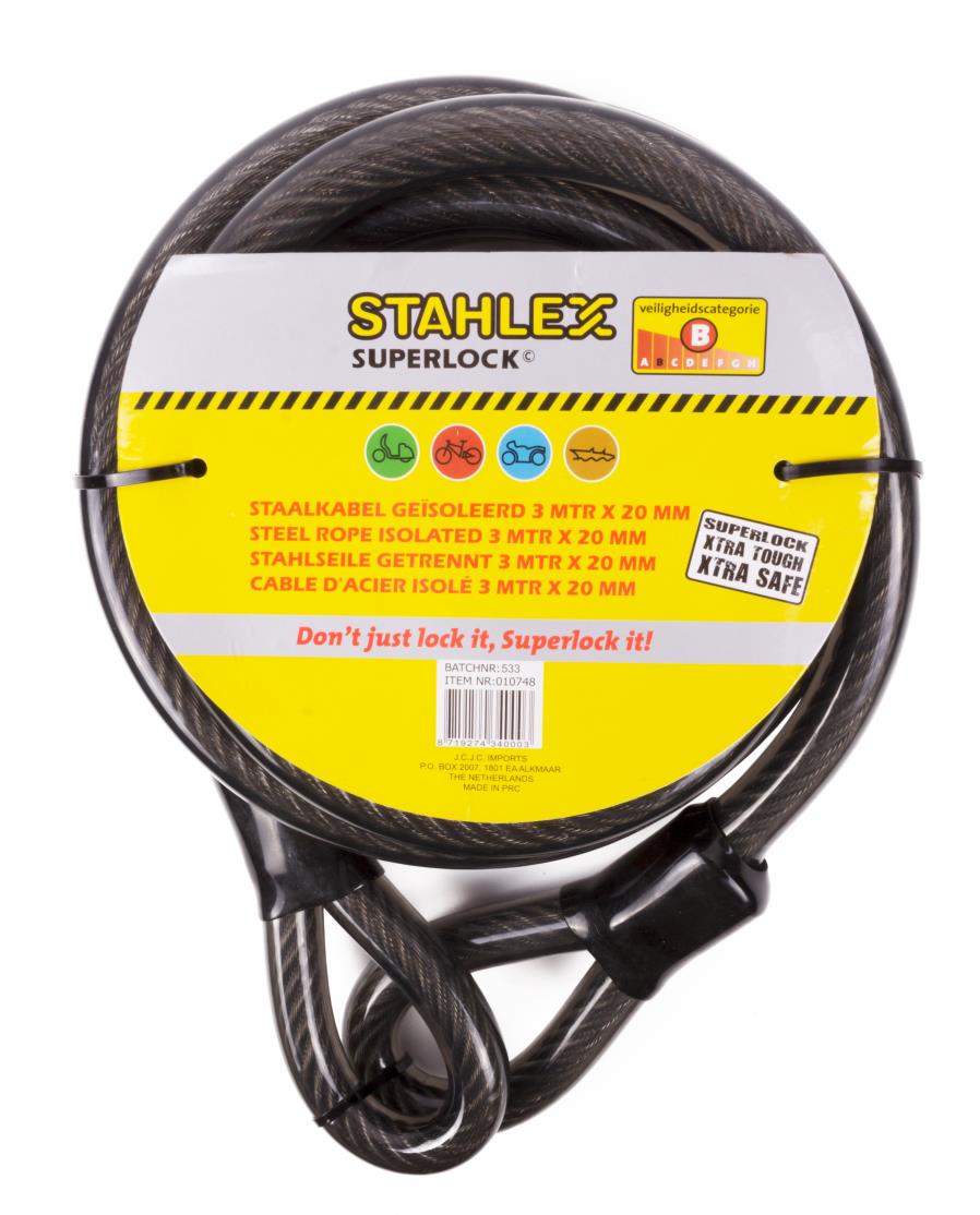 Steel rope isolated 20 mm x 3 m