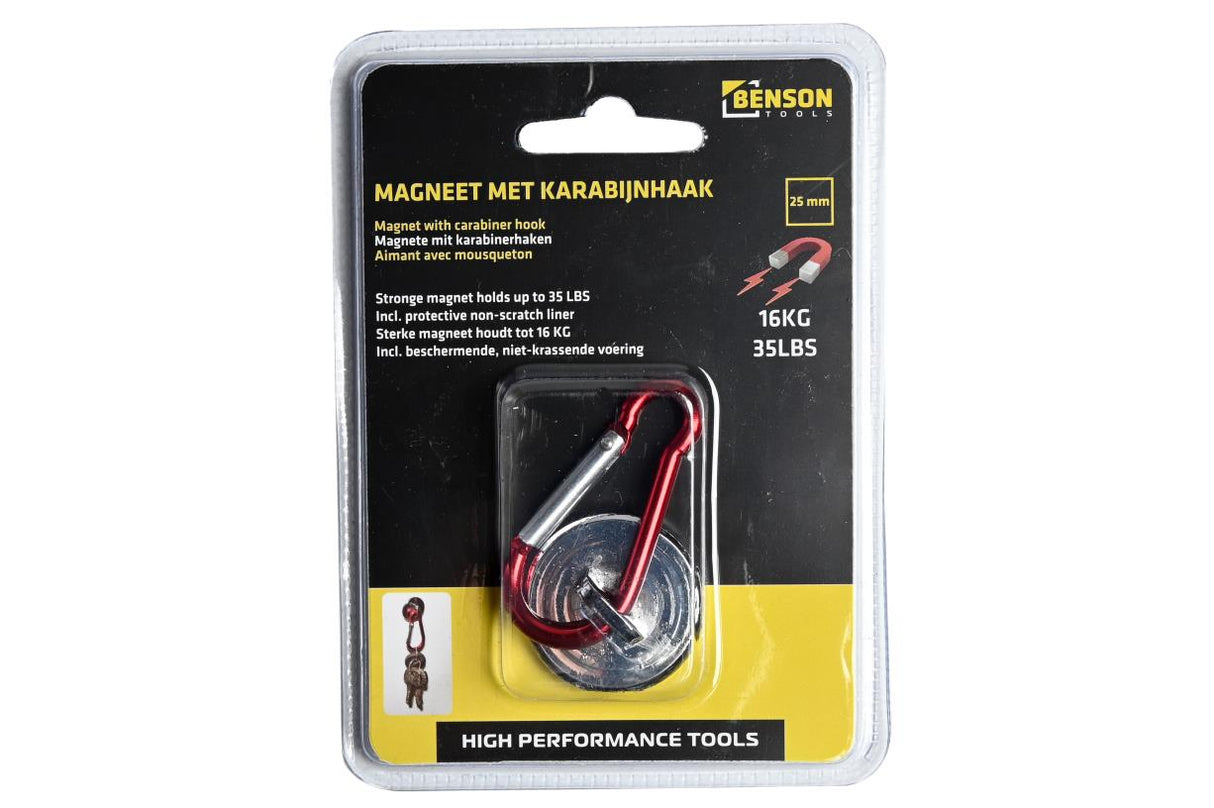 Magnet with carabiner hook 25 mm