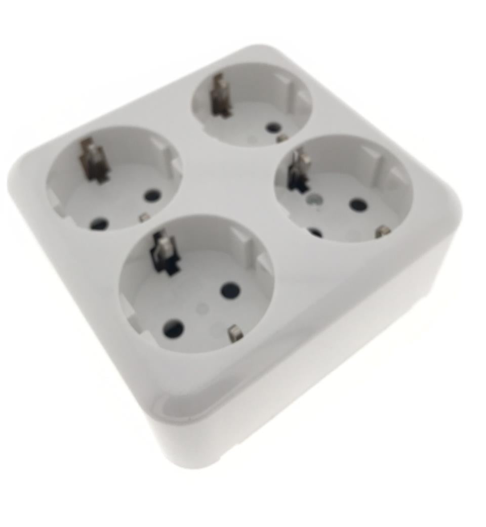 Wall socket 4-way + earth surface-mounted
