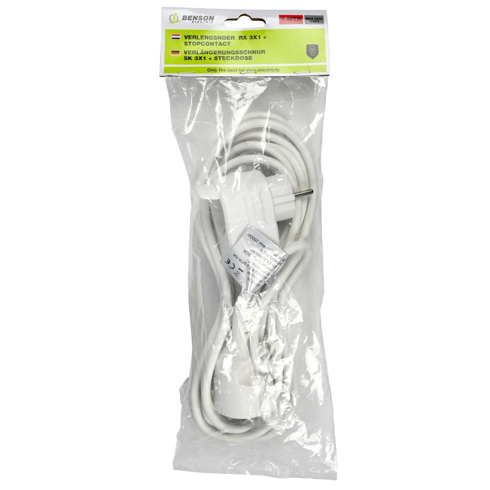 Extension cord + earth 3 x 1 + socket 5 m
