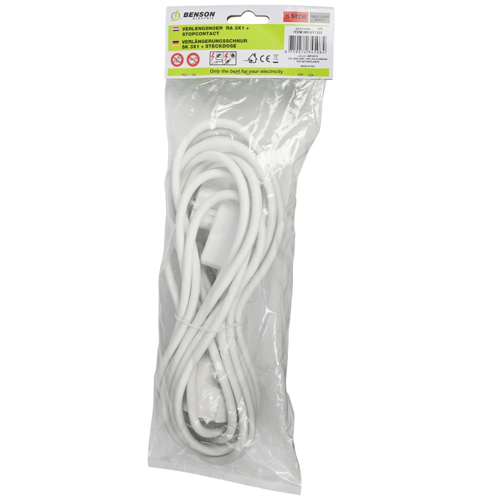 Extension cord + earth 3 x 1 + socket 5 m