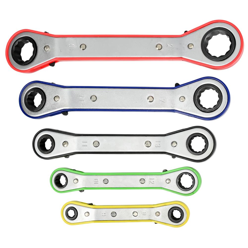 Clé à cliquet polygonale avec support 5 pcs métrique