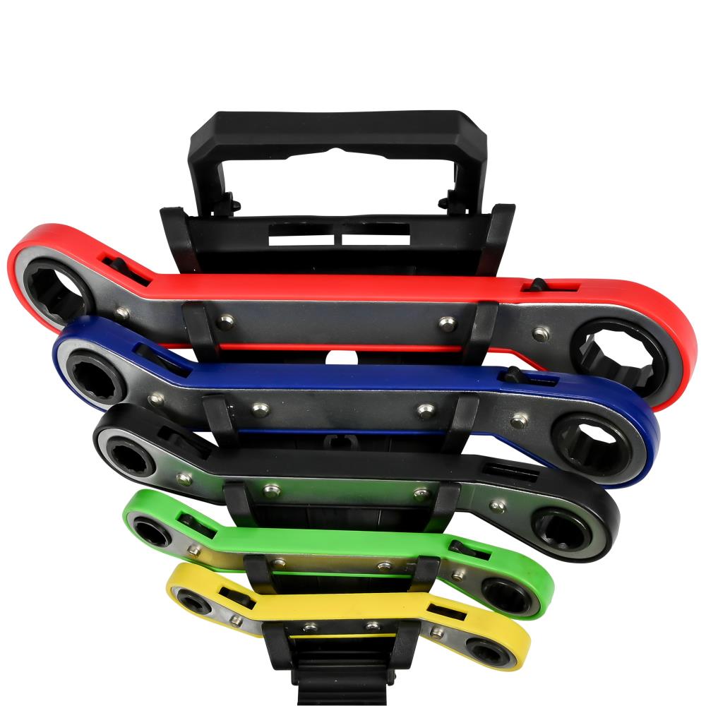 Clé à cliquet polygonale avec support 5 pcs métrique