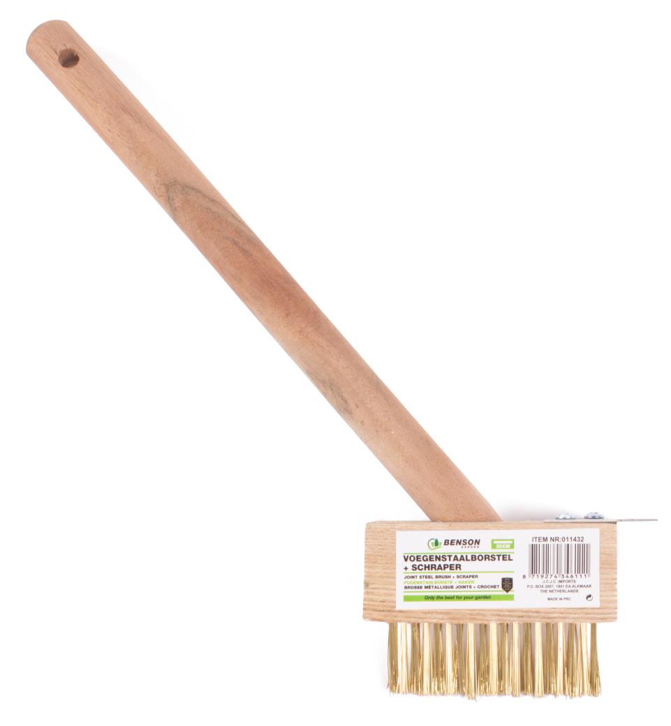 Joint steel brush 3 row brass + handle 30 cm