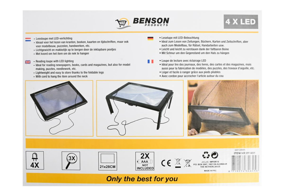 Leselupe A4 4 x LED
