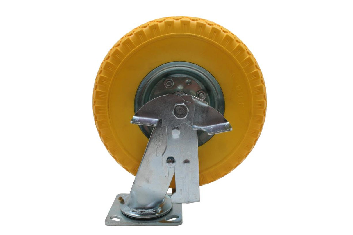 Swivel castor + PU tyre 10" + brake 3.00-4"