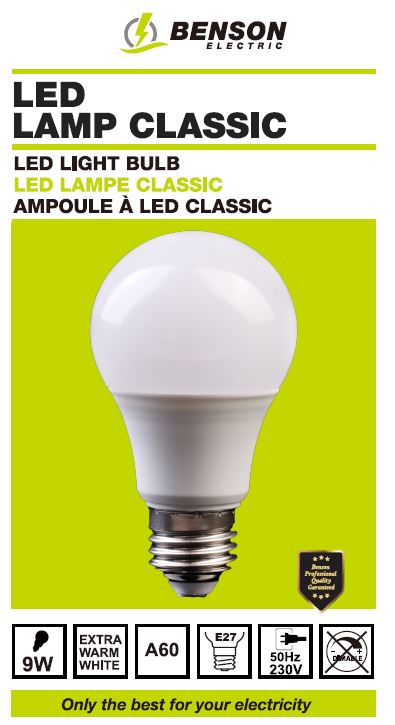 LED lamp classic A60 9W E27