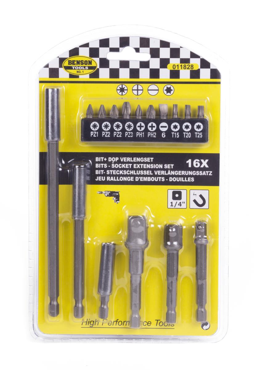 Bits - socket extension set 16 pcs