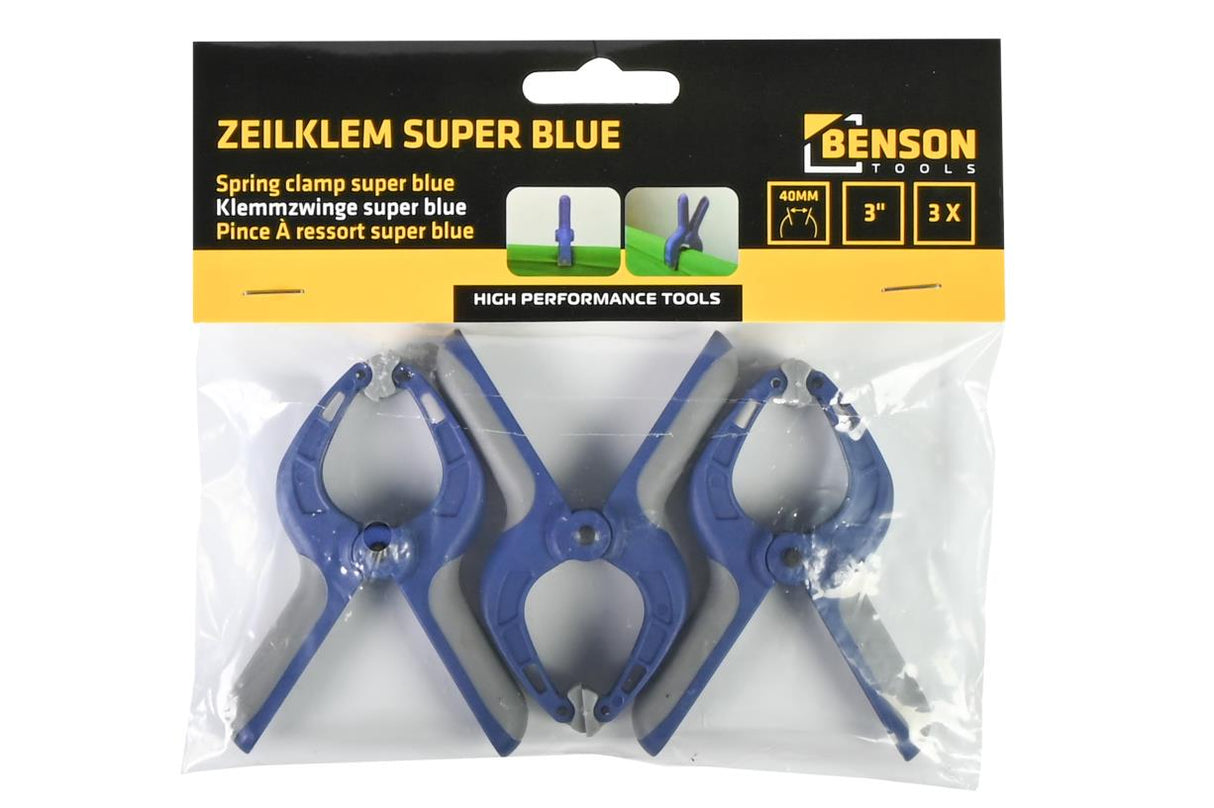 Spring clamp 35 mm 90 mm 3 pcs super blue