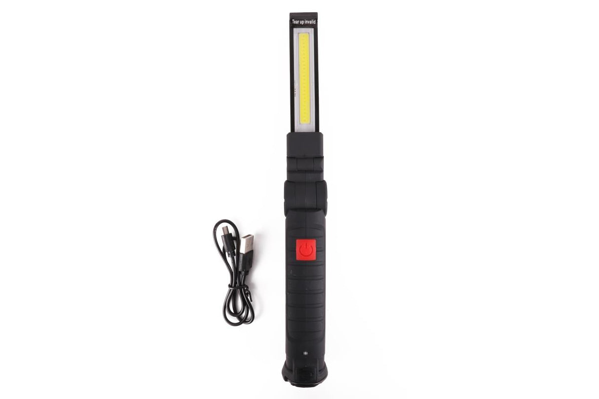 LED Handleuchte 3W COB + 1 SMD flex wiederaufladbar 2000 mAh 271 x 58 x 35 mm